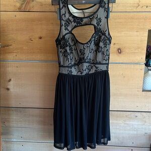 Ultra Pink Black and Cream Lace Dress